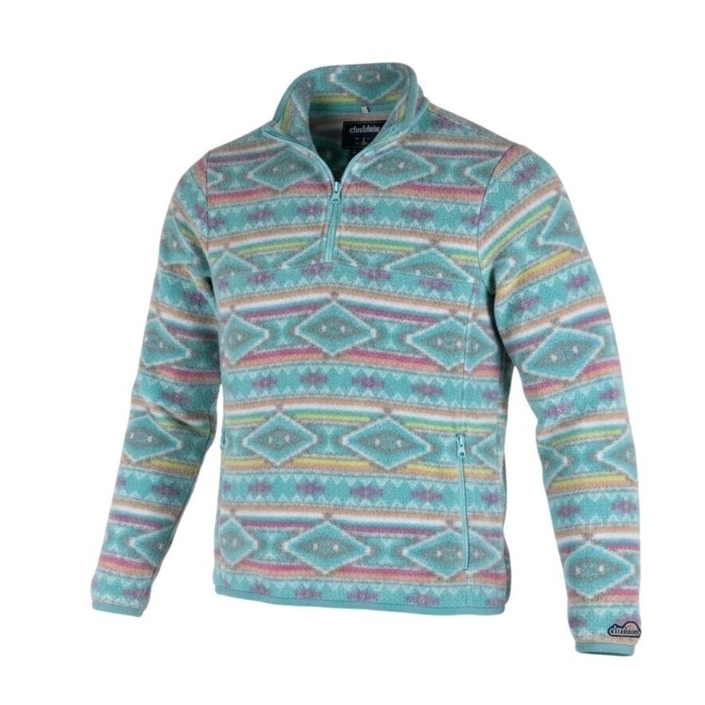 Chubbies Flame Commander Sweater Mens M Fleece 1/4 Zip Southwestern Aztec Teal